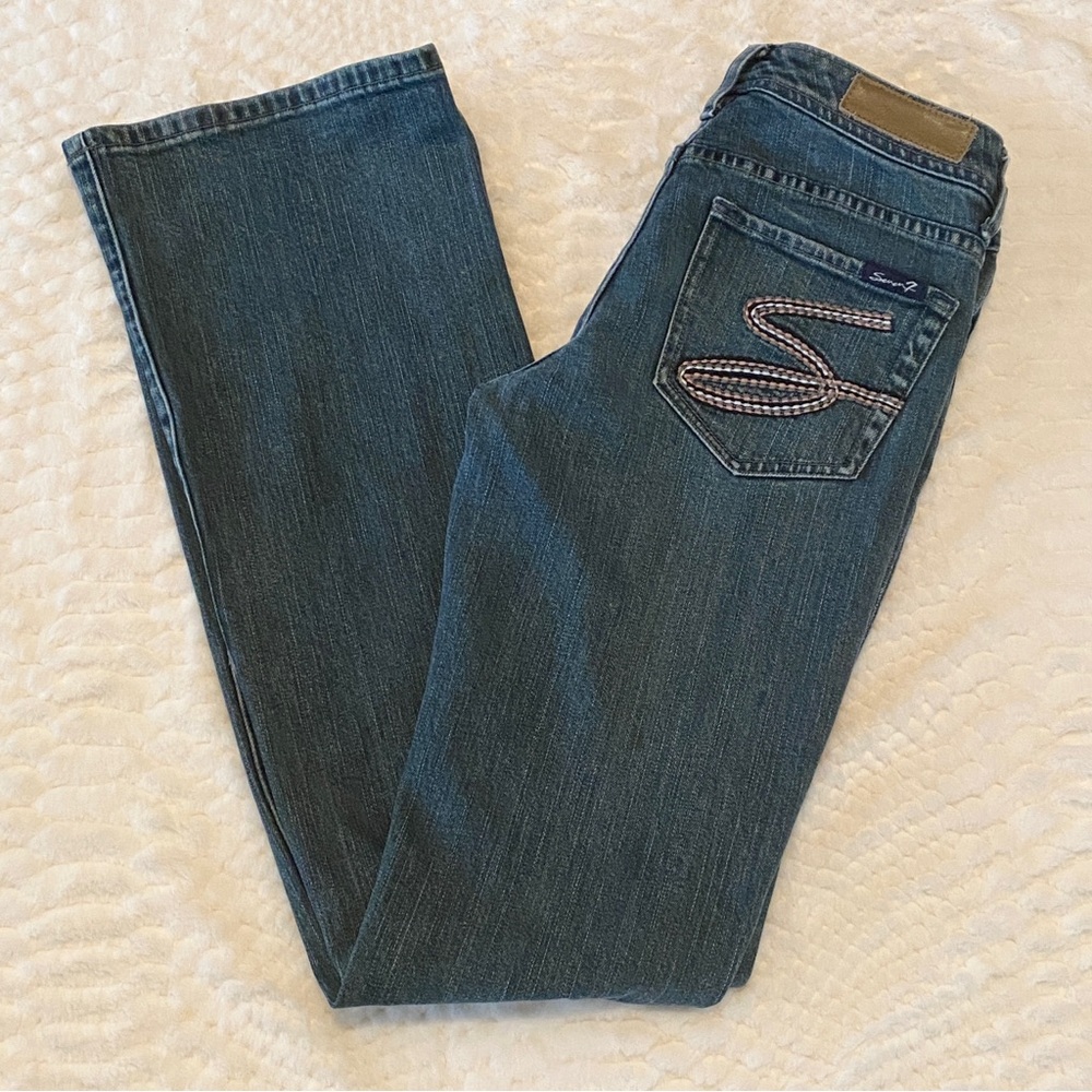 Seven7 Low Rise Boot Cut Premium Jeans Womens 28x33 Dark Western Cowgirl Rodeo